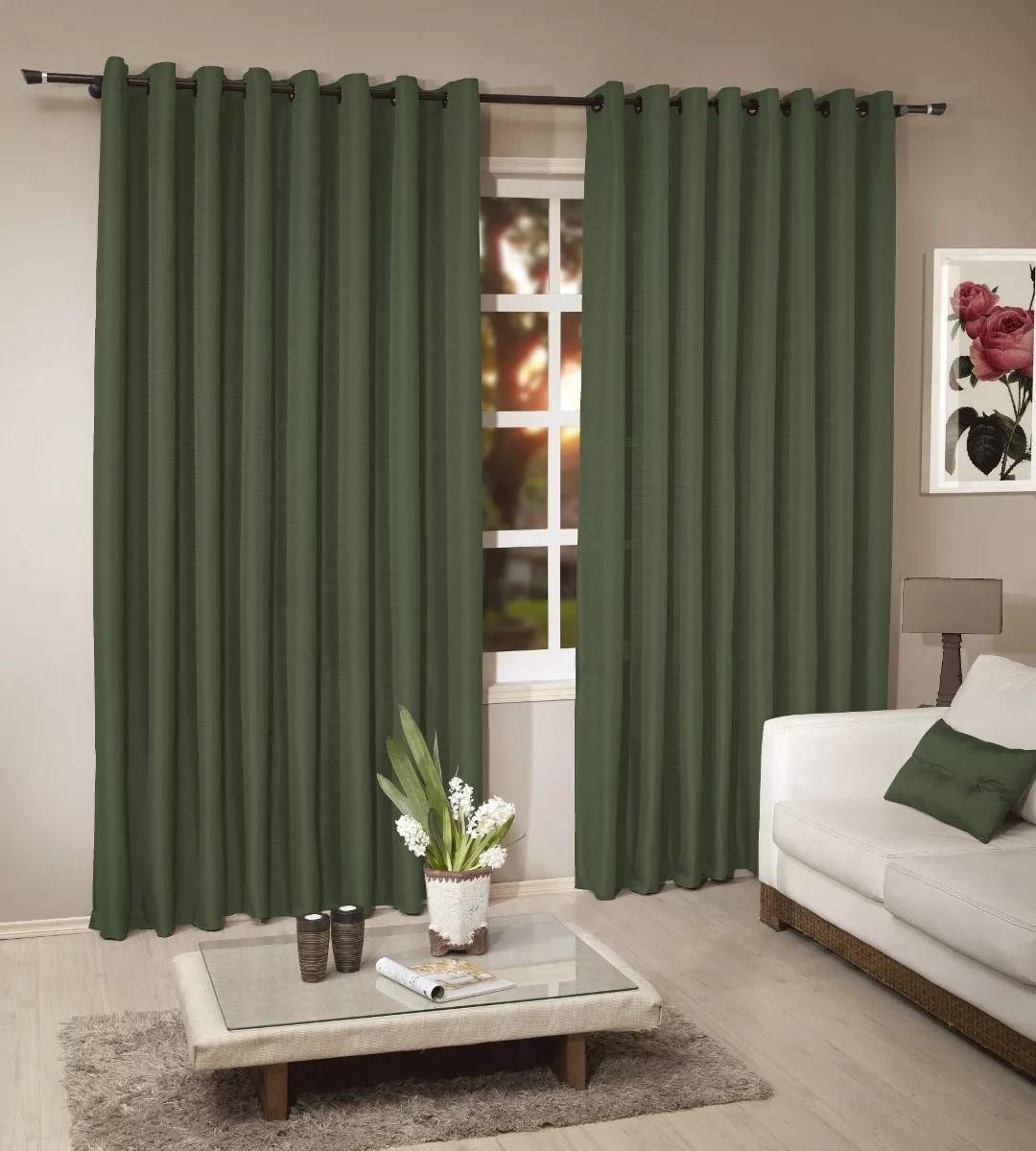 Cortina Rustica Para Janela 300 X 250 Verde Musgo | Admirare